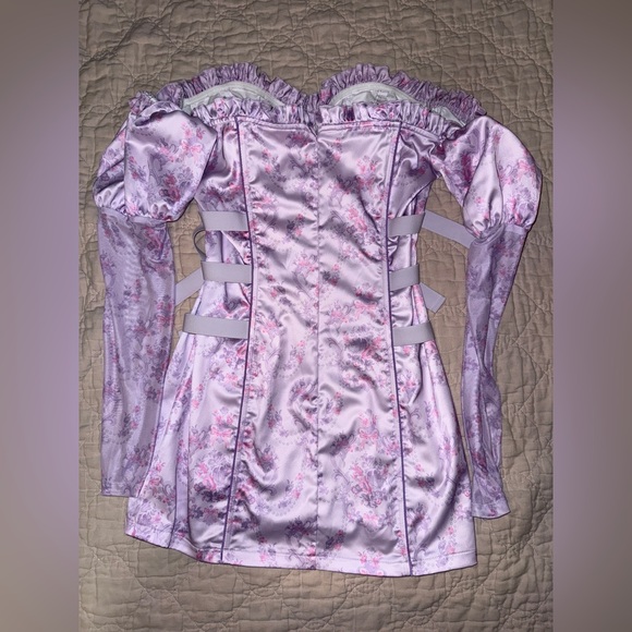 Dolls Kill Sugar Thrillz Scandal Sheet Corset Mini Dress Regency Print Kawaii - Picture 4 of 5